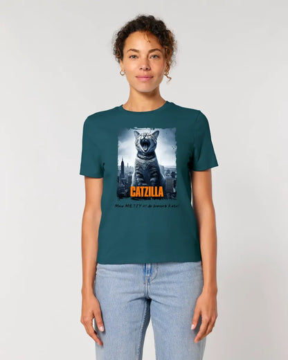 Catzilla • Cat • Ladies Premium T-Shirt XS-2XL made of organic cotton for women • Exclusive design • personalized