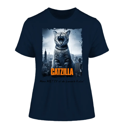 Catzilla • Cat • Ladies Premium T-Shirt XS-2XL made of organic cotton for women • Exclusive design • personalized