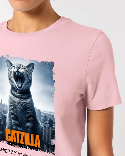 Catzilla • Cat • Ladies Premium T-Shirt XS-2XL made of organic cotton for women • Exclusive design • personalized