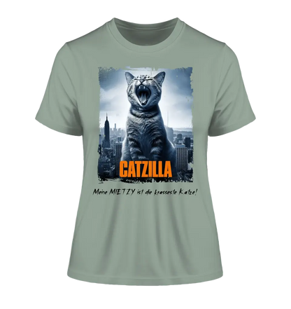 Catzilla • Cat • Ladies Premium T-Shirt XS-2XL made of organic cotton for women • Exclusive design • personalized