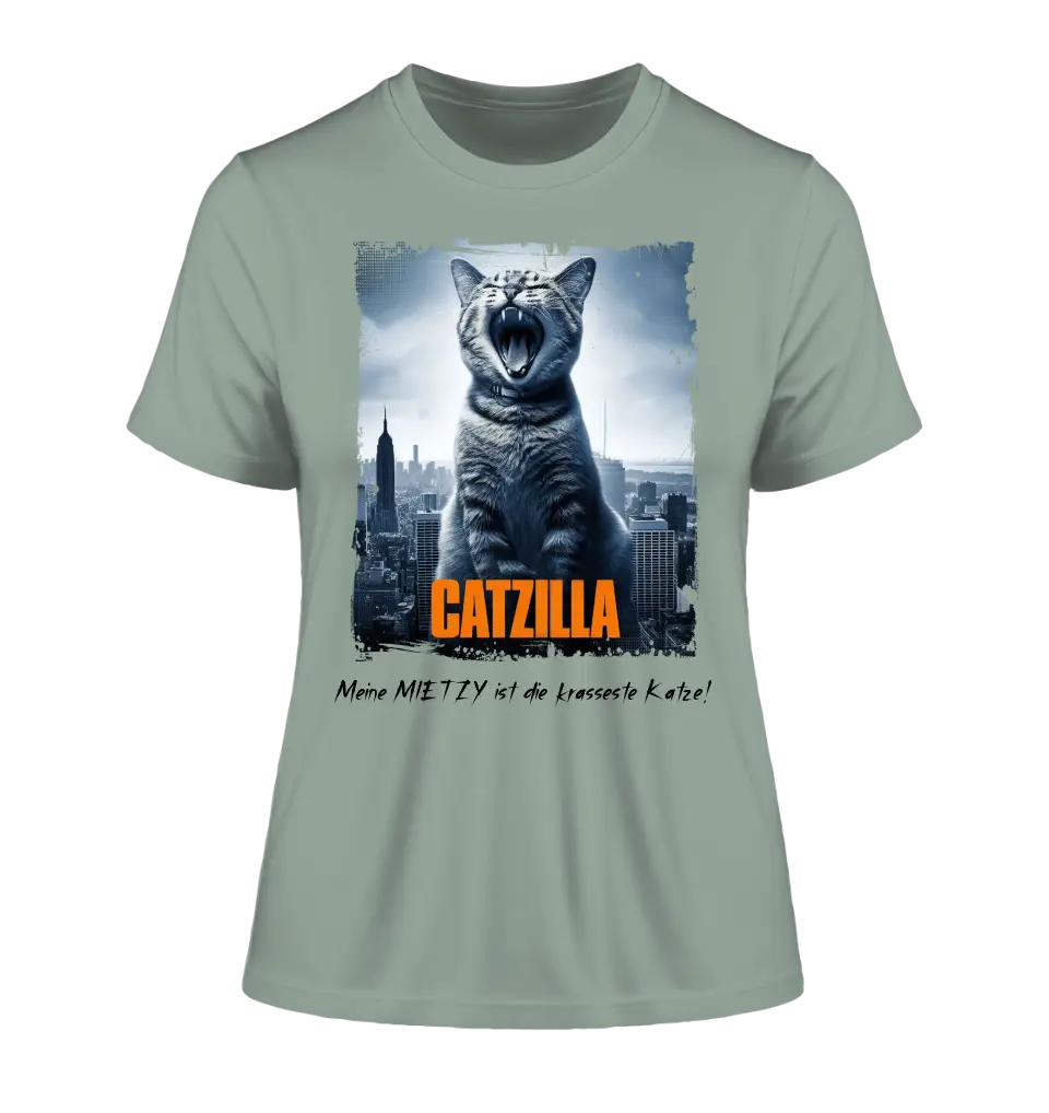 Catzilla • Cat • Ladies Premium T-Shirt XS-2XL made of organic cotton for women • Exclusive design • personalized