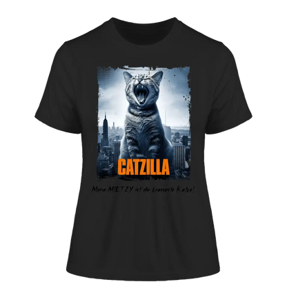 Catzilla • Cat • Ladies Premium T-Shirt XS-2XL made of organic cotton for women • Exclusive design • personalized