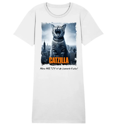 Catzilla • Katze • Ladies Premium T-Shirt Kleid aus Bio-Baumwolle S-2XL  • Exklusivdesign • personalisiert