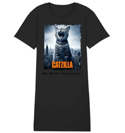 Catzilla • Katze • Ladies Premium T-Shirt Kleid aus Bio-Baumwolle S-2XL  • Exklusivdesign • personalisiert