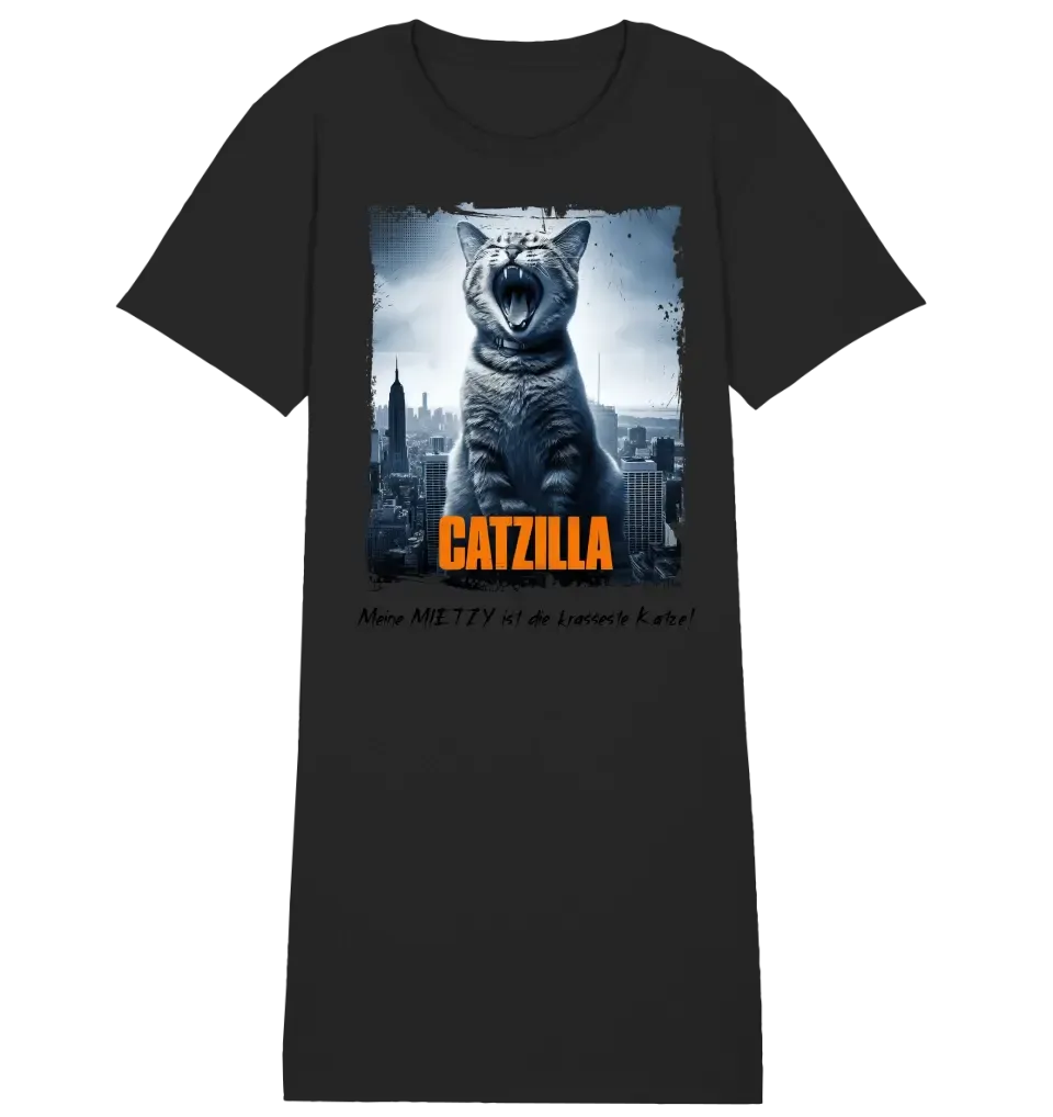 Catzilla • Katze • Ladies Premium T-Shirt Kleid aus Bio-Baumwolle S-2XL  • Exklusivdesign • personalisiert