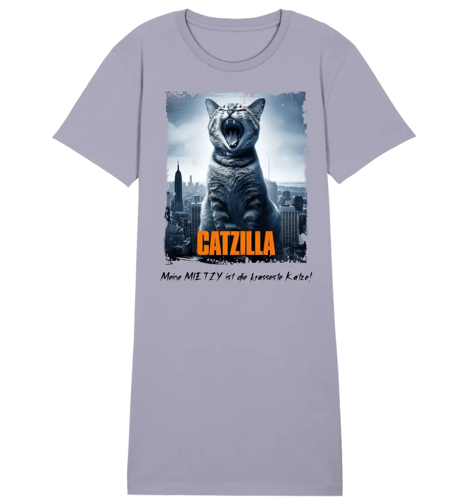 Catzilla • Katze • Ladies Premium T-Shirt Kleid aus Bio-Baumwolle S-2XL  • Exklusivdesign • personalisiert