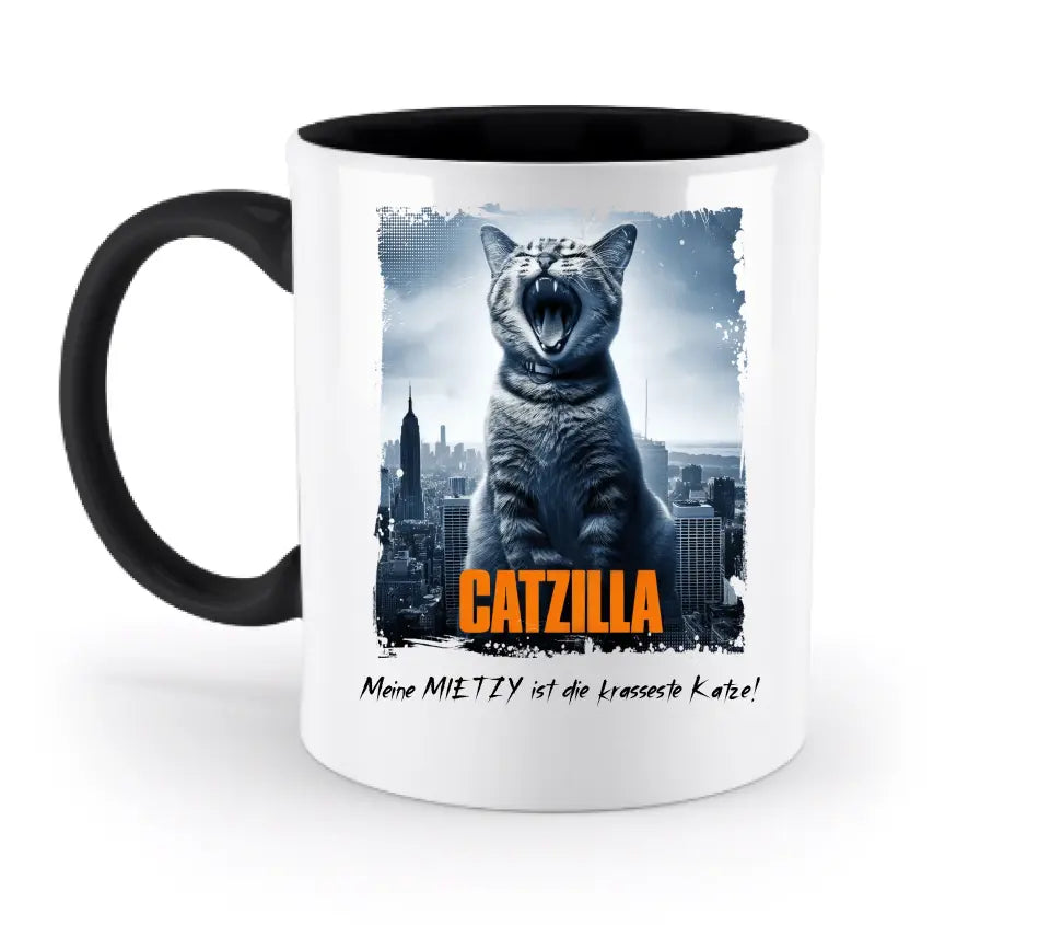 Catzilla • Katze • zweifarbige Tasse  • Exklusivdesign • personalisiert