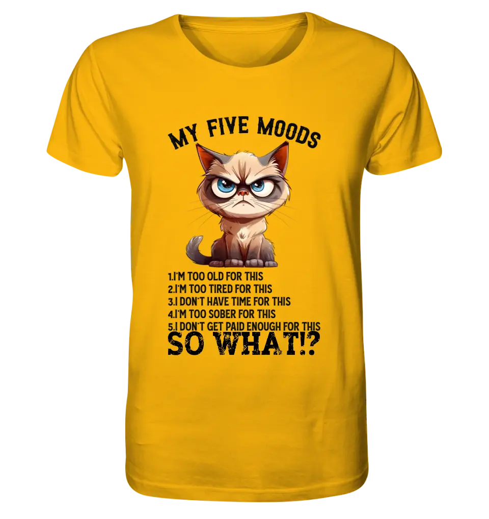 5 MOODS • Katze • Unisex Premium T-Shirt XS-5XL aus Bio-Baumwolle für Damen & Herren • Exklusivdesign • personalisiert