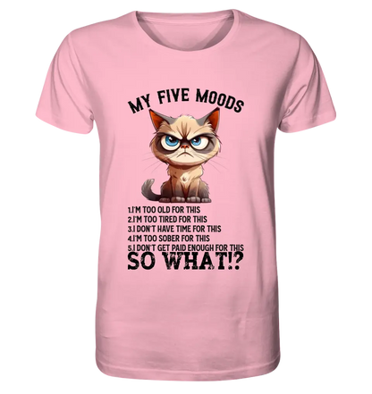 5 MOODS • Katze • Unisex Premium T-Shirt XS-5XL aus Bio-Baumwolle für Damen & Herren • Exklusivdesign • personalisiert