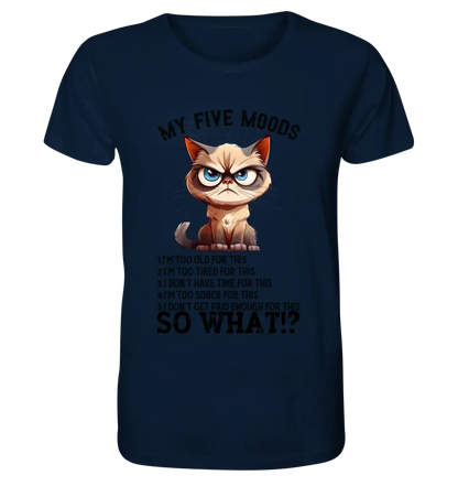 5 MOODS • Katze • Unisex Premium T-Shirt XS-5XL aus Bio-Baumwolle für Damen & Herren • Exklusivdesign • personalisiert