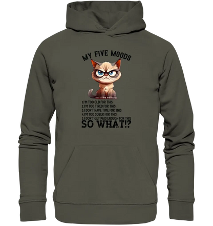 5 MOODS • Katze • Unisex Premium Hoodie XS-5XL aus Bio-Baumwolle für Damen & Herren • Exklusivdesign • personalisiert