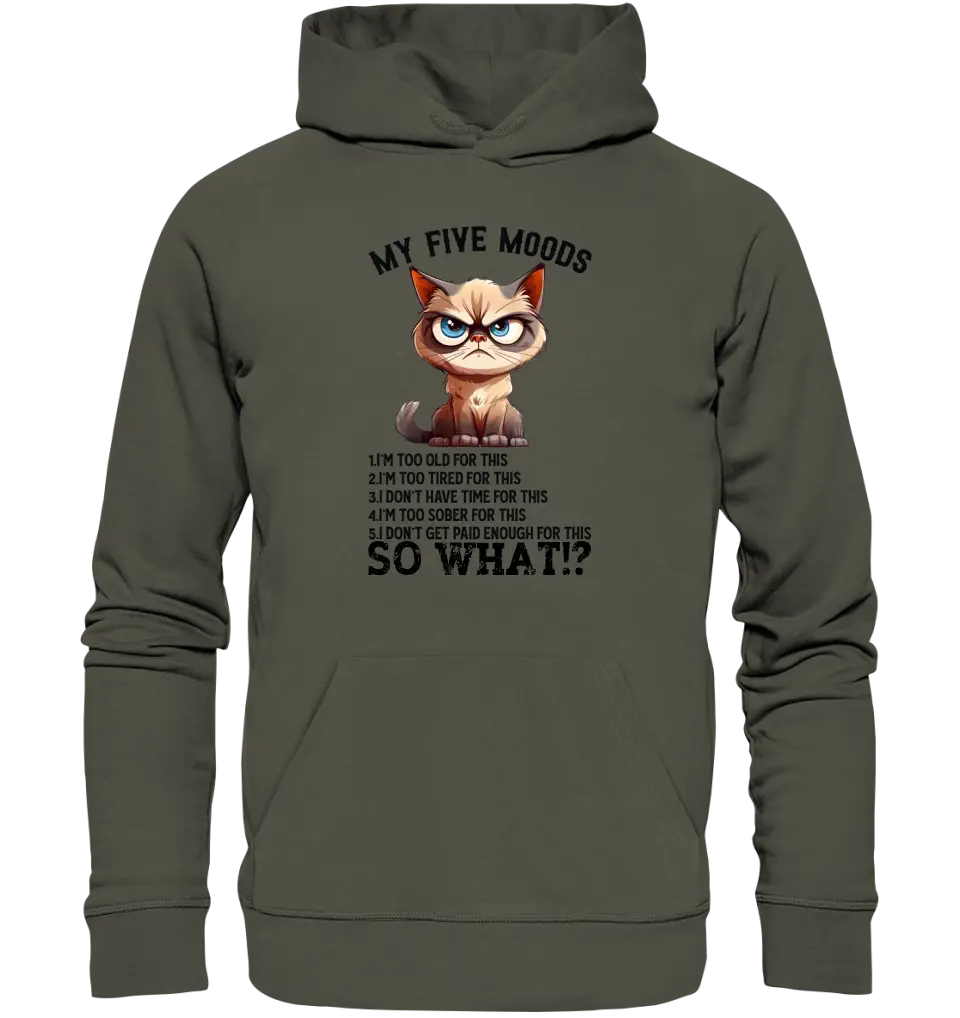 5 MOODS • Katze • Unisex Premium Hoodie XS-5XL aus Bio-Baumwolle für Damen & Herren • Exklusivdesign • personalisiert