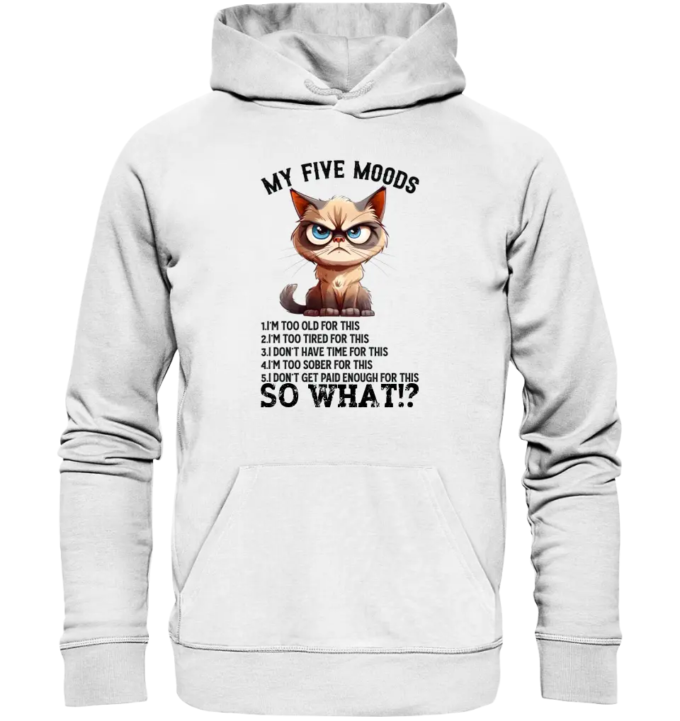 5 MOODS • Cat • Unisex Premium Hoodie XS-5XL made of organic cotton for women &amp; men • Exclusive design • personalized