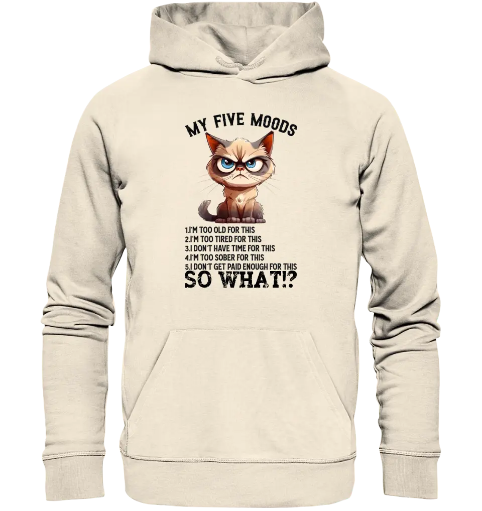 5 MOODS • Katze • Unisex Premium Hoodie XS-5XL aus Bio-Baumwolle für Damen & Herren • Exklusivdesign • personalisiert