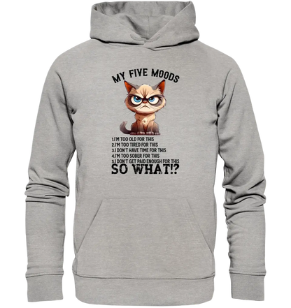 5 MOODS • Katze • Unisex Premium Hoodie XS-5XL aus Bio-Baumwolle für Damen & Herren • Exklusivdesign • personalisiert