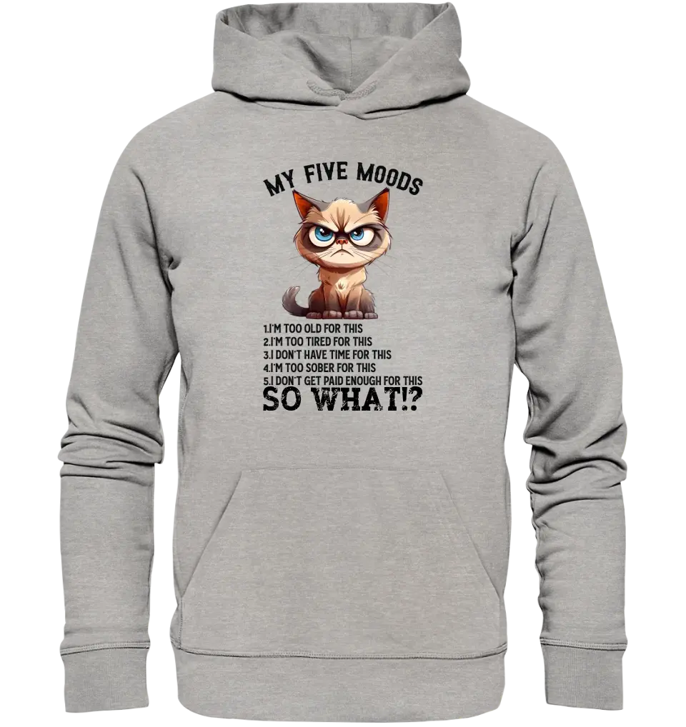 5 MOODS • Katze • Unisex Premium Hoodie XS-5XL aus Bio-Baumwolle für Damen & Herren • Exklusivdesign • personalisiert