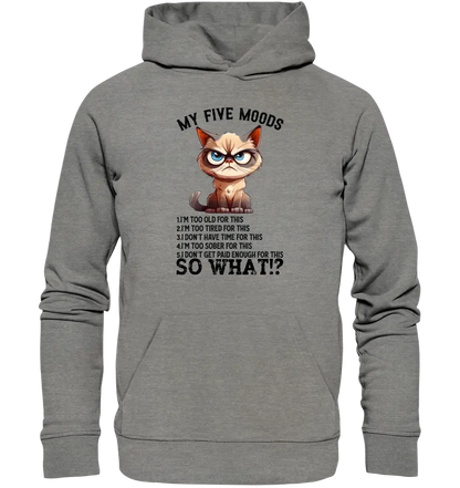 5 MOODS • Katze • Unisex Premium Hoodie XS-5XL aus Bio-Baumwolle für Damen & Herren • Exklusivdesign • personalisiert