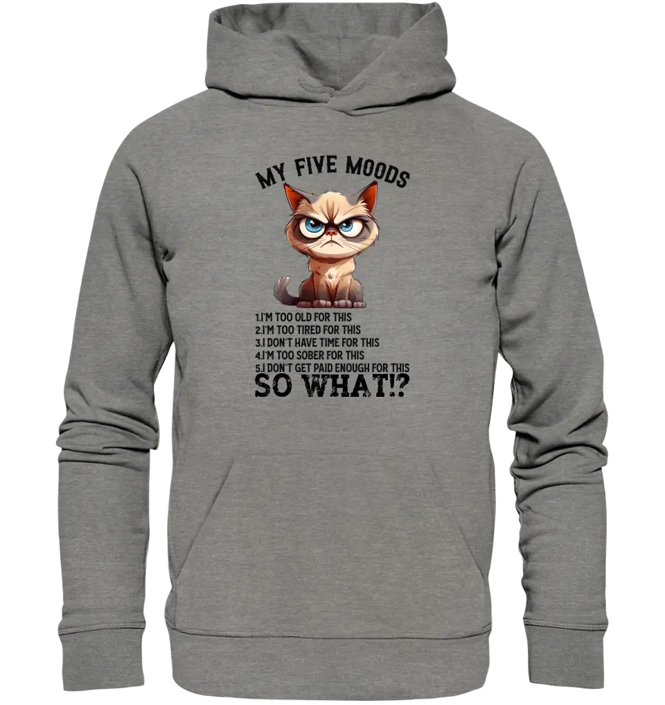 5 MOODS • Katze • Unisex Premium Hoodie XS-5XL aus Bio-Baumwolle für Damen & Herren • Exklusivdesign • personalisiert