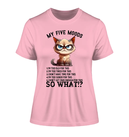 5 MOODS • Cat • Ladies Premium T-Shirt XS-2XL made of organic cotton for women • Exclusive design • personalized