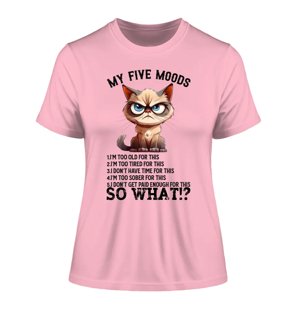 5 MOODS • Cat • Ladies Premium T-Shirt XS-2XL made of organic cotton for women • Exclusive design • personalized