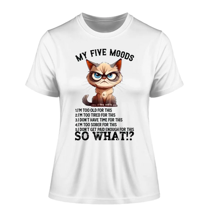 5 MOODS • Cat • Ladies Premium T-Shirt XS-2XL made of organic cotton for women • Exclusive design • personalized