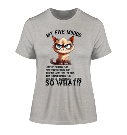 5 MOODS • Cat • Ladies Premium T-Shirt XS-2XL made of organic cotton for women • Exclusive design • personalized