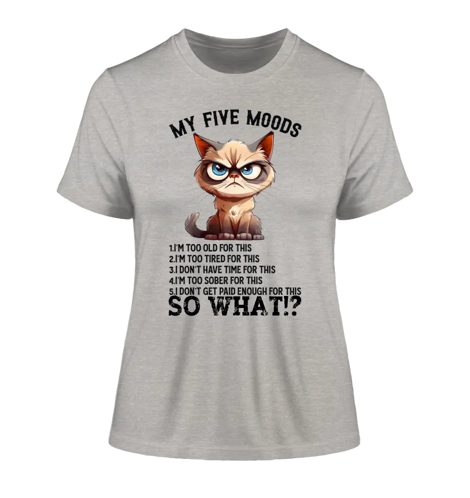 5 MOODS • Cat • Ladies Premium T-Shirt XS-2XL made of organic cotton for women • Exclusive design • personalized