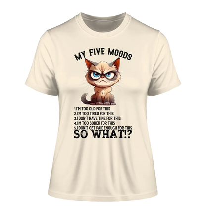 5 MOODS • Cat • Ladies Premium T-Shirt XS-2XL made of organic cotton for women • Exclusive design • personalized