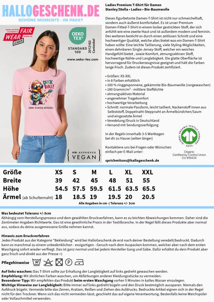 DUCK ´N ROLL • Ente • Ladies Premium T-Shirt XS-2XL aus Bio-Baumwolle für Damen • Exklusivdesign • personalisiert