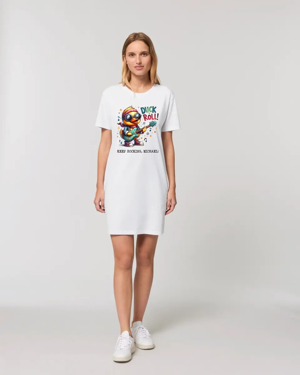 DUCK ´N ROLL • Duck • Ladies Premium T-Shirt Dress made of organic cotton S-2XL • Exclusive design • personalized