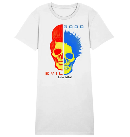 GOOD´N´EVIL - RED-BLUE • 4 Versionen • Ladies Premium T-Shirt Kleid aus Bio-Baumwolle S-2XL  • Exklusivdesign • personalisiert