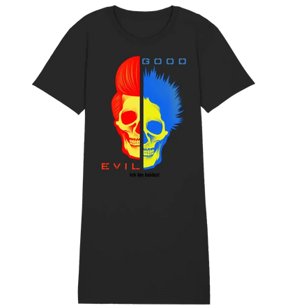 GOOD´N´EVIL - RED-BLUE • 4 Versionen • Ladies Premium T-Shirt Kleid aus Bio-Baumwolle S-2XL  • Exklusivdesign • personalisiert