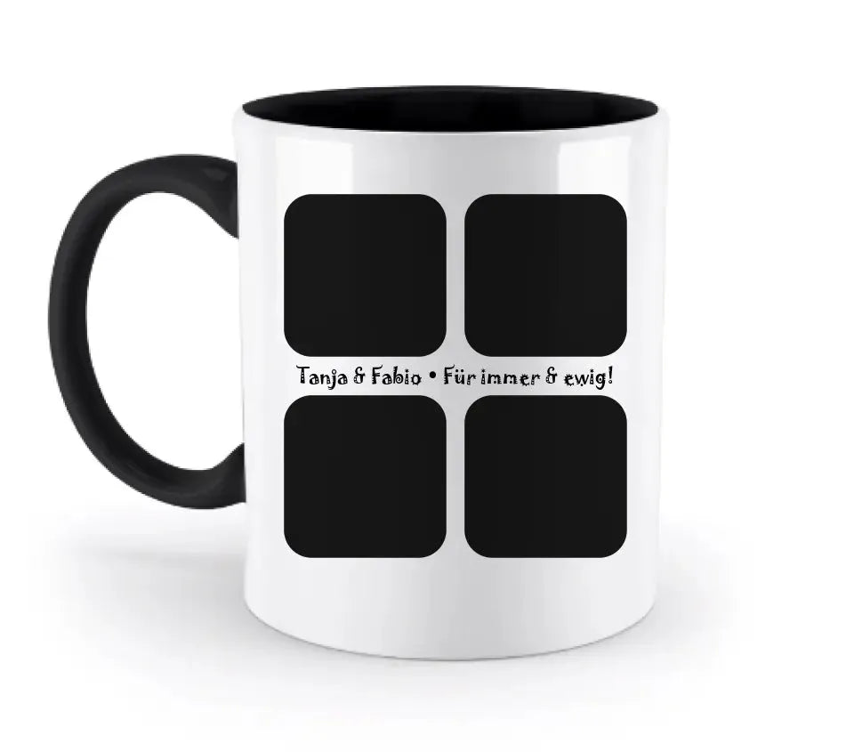 4 photos with text • photo gift • two-tone mug • exclusive design • personalized