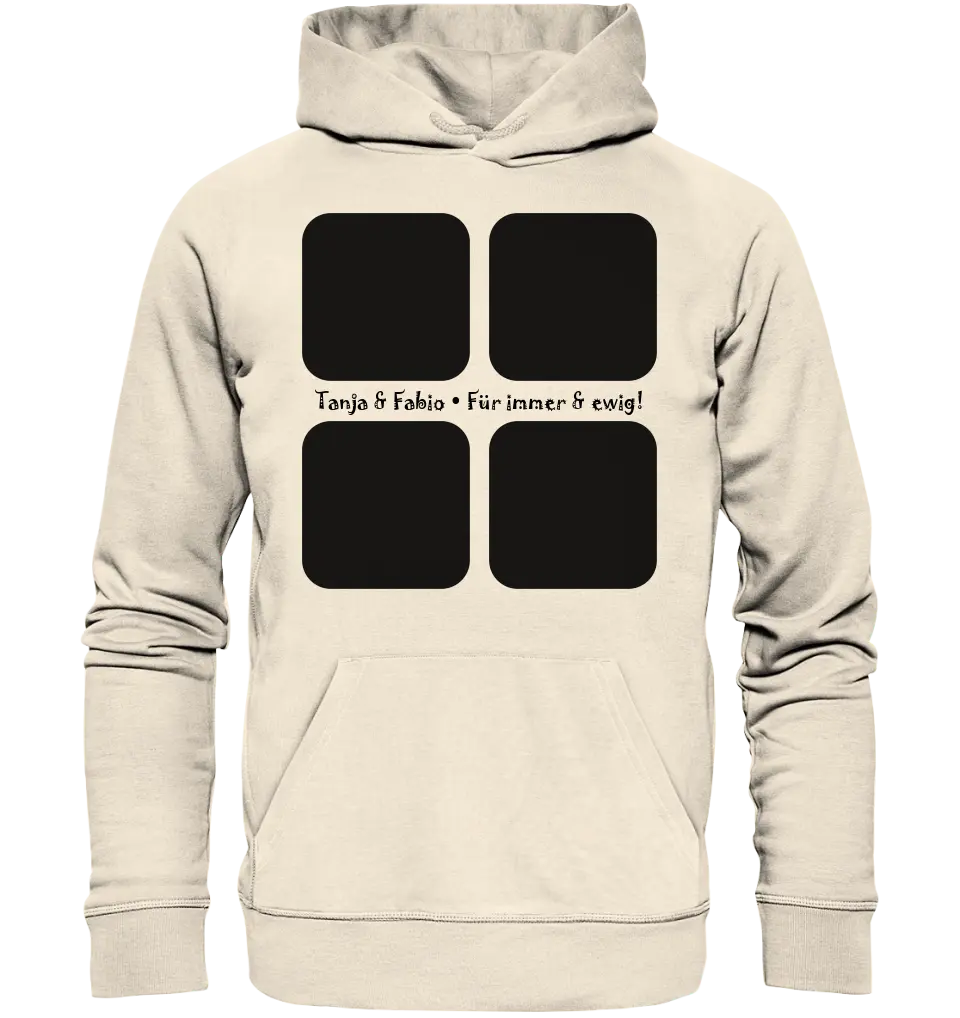 4 Fotos mit Text • Fotogeschenk • Unisex Premium Hoodie XS-5XL aus Bio-Baumwolle für Damen & Herren • Exklusivdesign • personalisiert