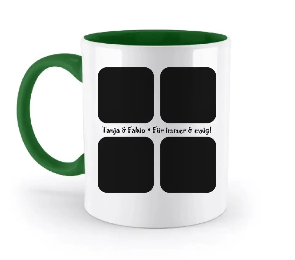 4 photos with text • photo gift • two-tone mug • exclusive design • personalized