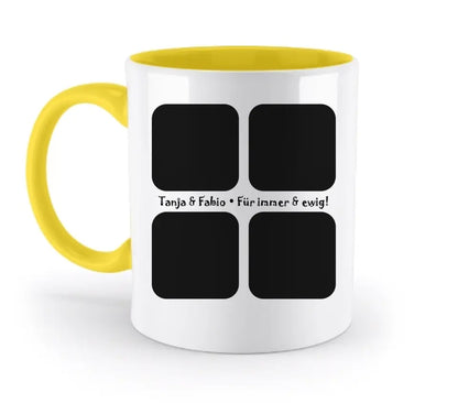 4 photos with text • photo gift • two-tone mug • exclusive design • personalized