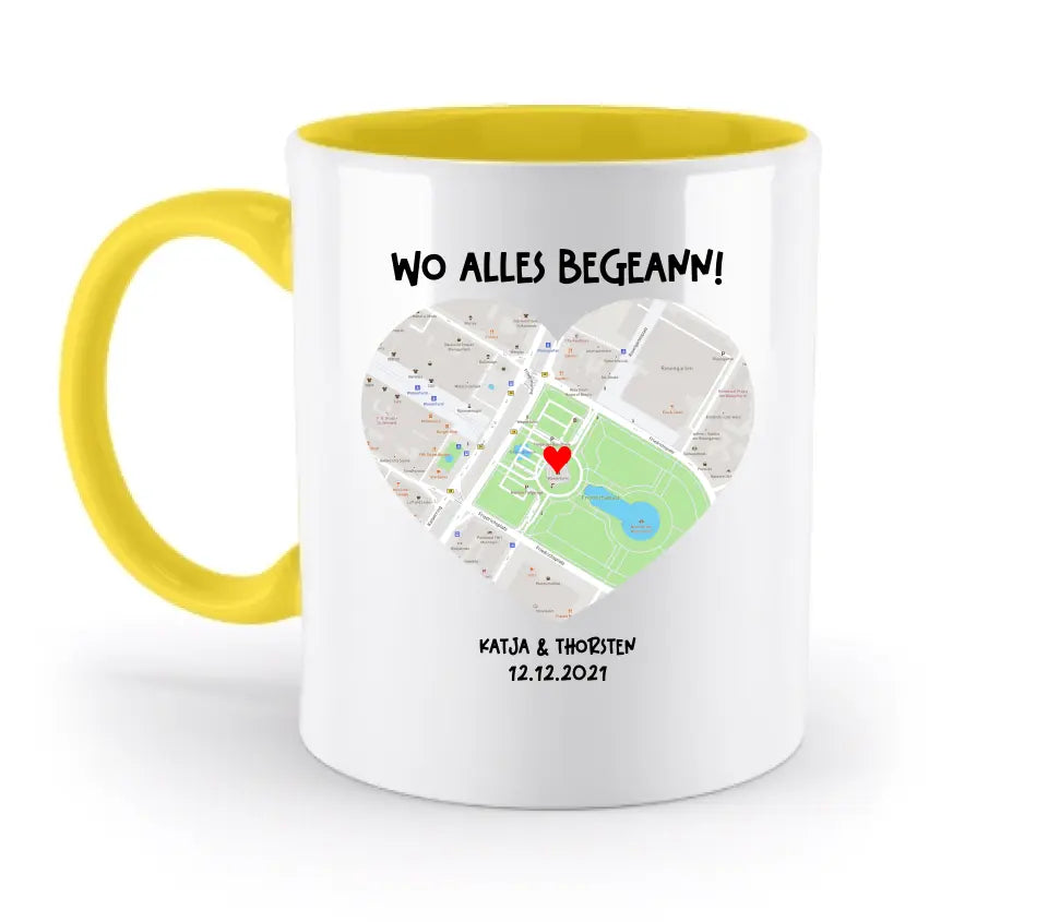 Map generator with real location and your text • Map • Maps • two-tone mug • Exclusive design • personalized