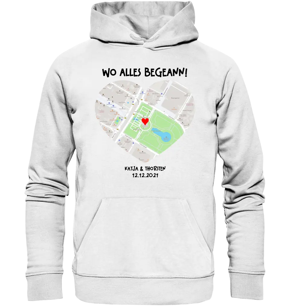 Karten-Generator mit echtem Ort und deinem Text • Karte • Maps • Unisex Premium Hoodie XS-5XL aus Bio-Baumwolle für Damen & Herren • Exklusivdesign • personalisiert