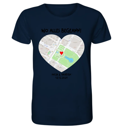 Karten-Generator mit echtem Ort und deinem Text • Karte • Maps • Unisex Premium T-Shirt XS-5XL aus Bio-Baumwolle für Damen & Herren • Exklusivdesign • personalisiert