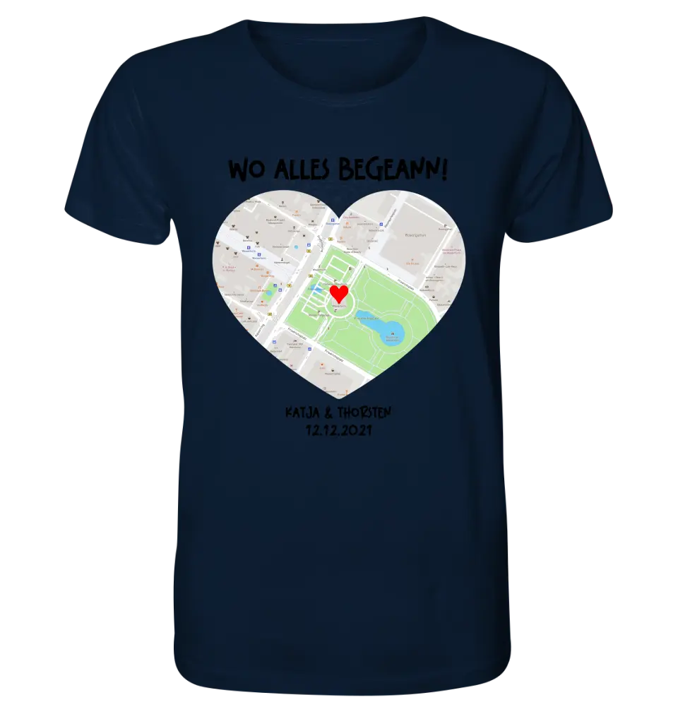 Karten-Generator mit echtem Ort und deinem Text • Karte • Maps • Unisex Premium T-Shirt XS-5XL aus Bio-Baumwolle für Damen & Herren • Exklusivdesign • personalisiert