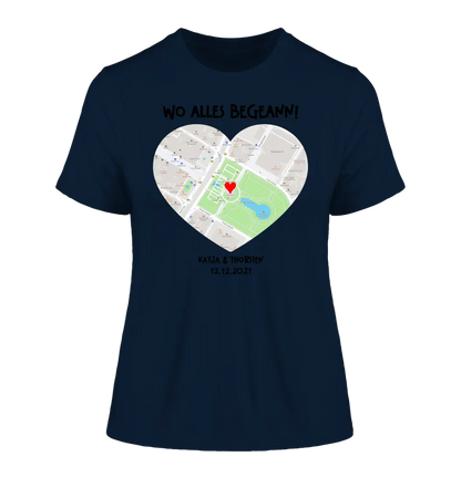 Map generator with real location and your text • Map • Maps • Ladies Premium T-Shirt XS-2XL made of organic cotton for women • Exclusive design • personalized