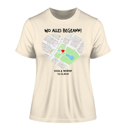 Map generator with real location and your text • Map • Maps • Ladies Premium T-Shirt XS-2XL made of organic cotton for women • Exclusive design • personalized