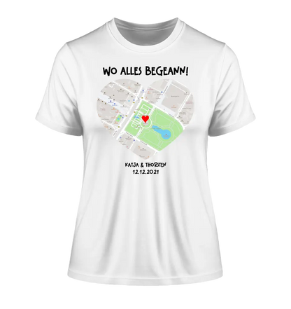 Map generator with real location and your text • Map • Maps • Ladies Premium T-Shirt XS-2XL made of organic cotton for women • Exclusive design • personalized