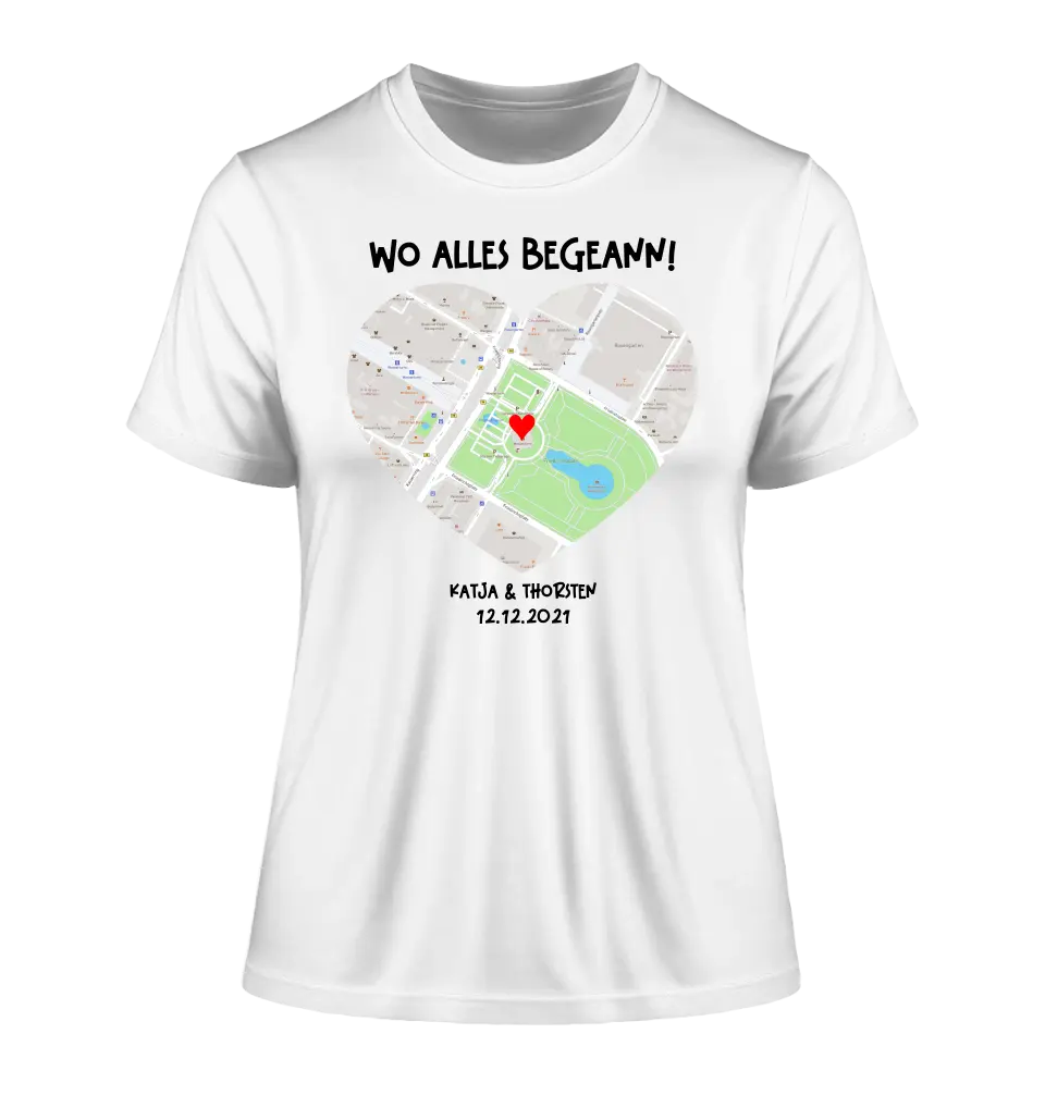 Map generator with real location and your text • Map • Maps • Ladies Premium T-Shirt XS-2XL made of organic cotton for women • Exclusive design • personalized