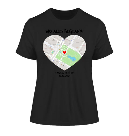 Karten-Generator mit echtem Ort und deinem Text • Karte • Maps • Ladies Premium T-Shirt XS-2XL aus Bio-Baumwolle für Damen • Exklusivdesign • personalisiert