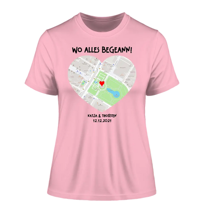 Karten-Generator mit echtem Ort und deinem Text • Karte • Maps • Ladies Premium T-Shirt XS-2XL aus Bio-Baumwolle für Damen • Exklusivdesign • personalisiert