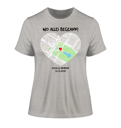 Map generator with real location and your text • Map • Maps • Ladies Premium T-Shirt XS-2XL made of organic cotton for women • Exclusive design • personalized