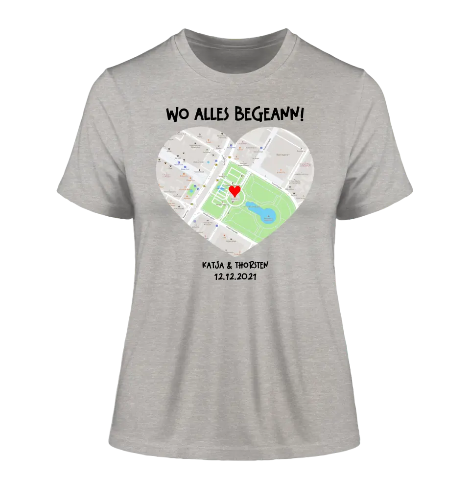 Map generator with real location and your text • Map • Maps • Ladies Premium T-Shirt XS-2XL made of organic cotton for women • Exclusive design • personalized