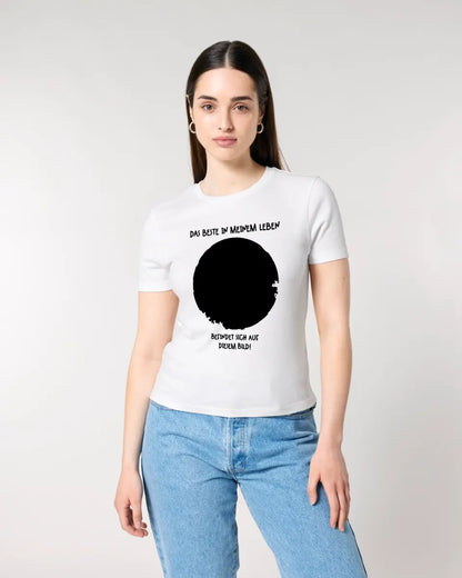 Your picture in a circle + text • Ladies Premium T-Shirt XS-2XL made of organic cotton for women • Exclusive design • personalized