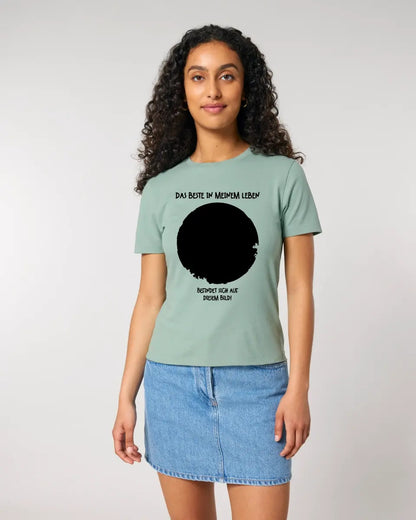 Your picture in a circle + text • Ladies Premium T-Shirt XS-2XL made of organic cotton for women • Exclusive design • personalized